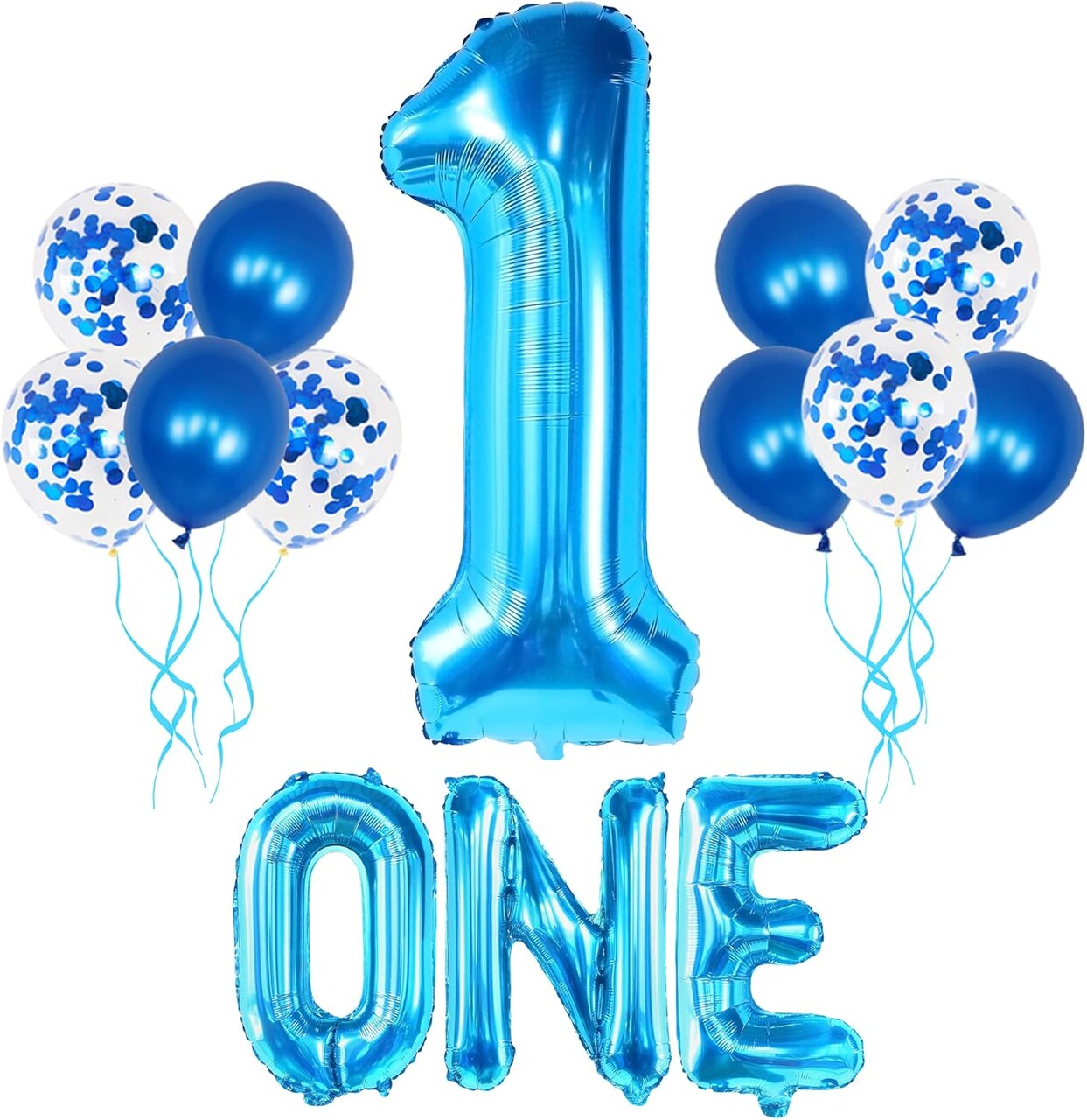 Blue 1 Balloon for First Birthday – Pack of 12 | Blue Number 1 Balloons for 1st Birthday Party Decorations (Blue)